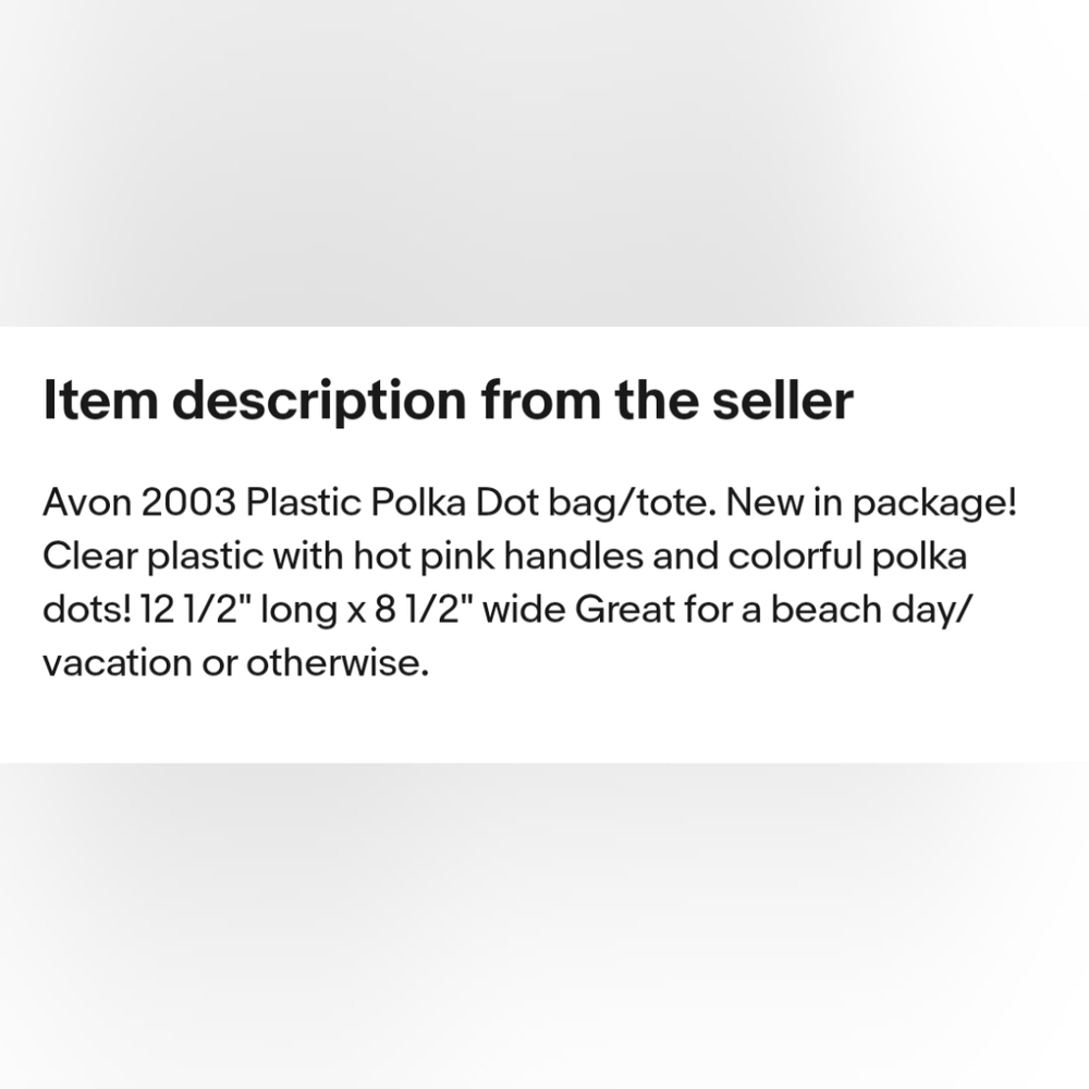 🩷Avon 2003 Clear Tote w/Polka Dots - Picture 5 of 5